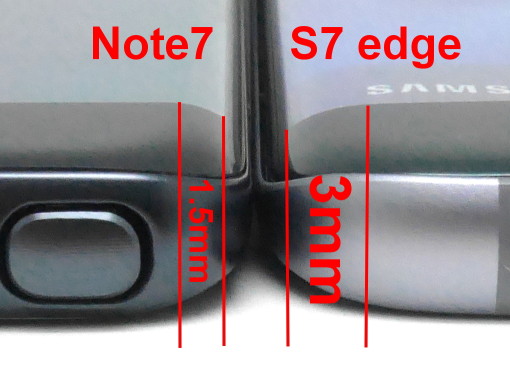 Galaxy Note7とGalaxy S7 edgeのエッジ